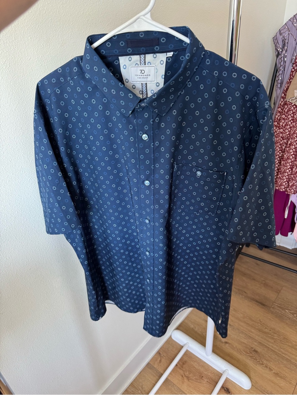 7 Diamonds Men’s Blue Short Sleeve Shirt Button Up Size XXL